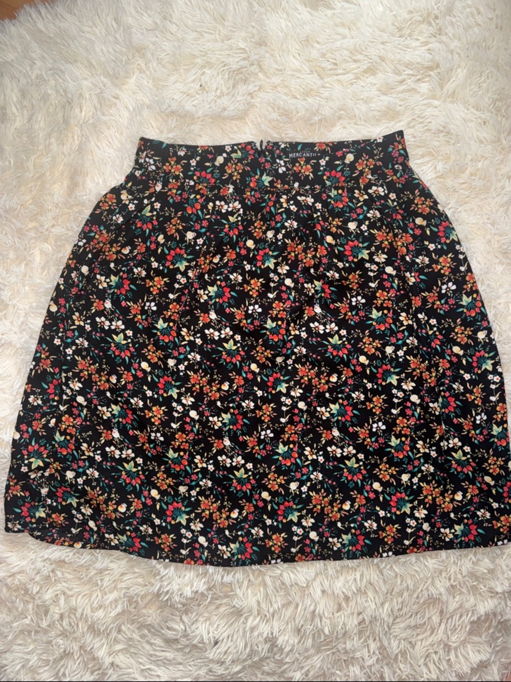 J Crew Mercantile Black Floral A-Line Skirt Size 0